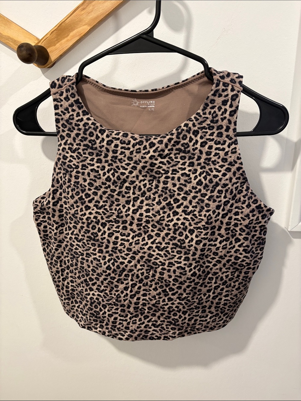 aerie Taupe and Black Leopard Print Cropped Tank